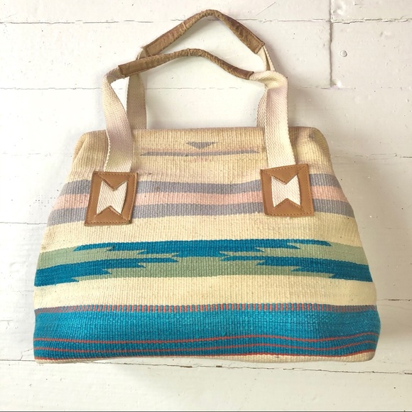 Vintage Handbags - Vintage Boho Southwest Kilim Carpet Bag Purse